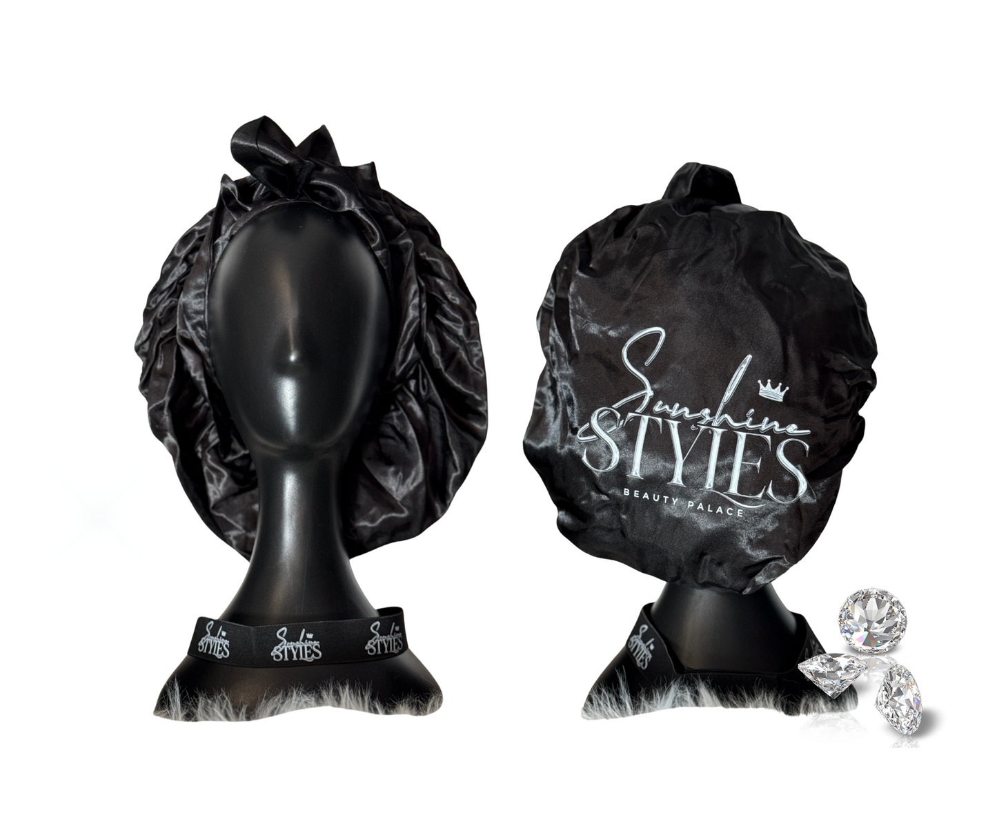 Silk Tie Bonnet with Lace Band