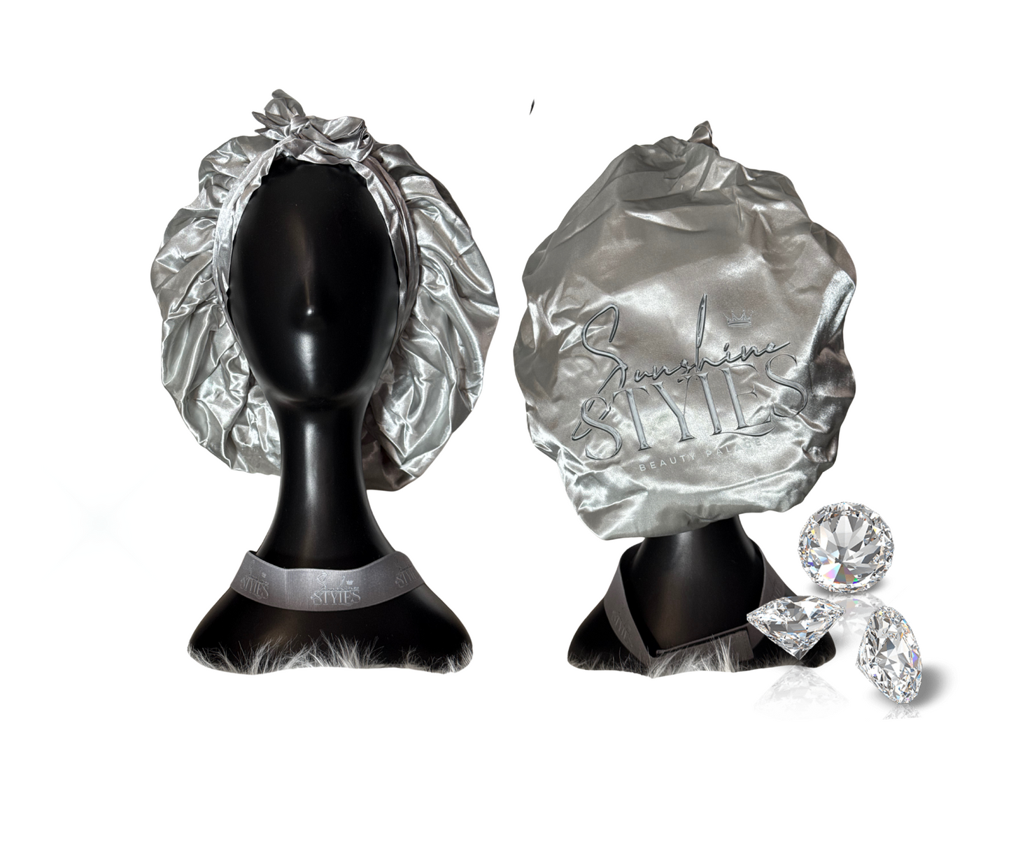 Silk Tie Bonnet with Lace Band